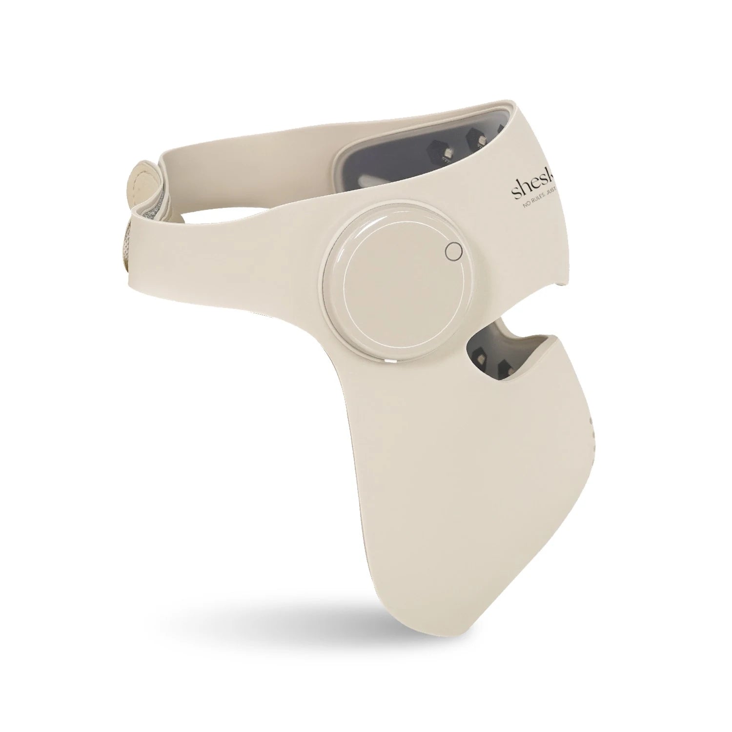 Sheskn Luméskn LED light therapy face mask side view with adjustable head strap