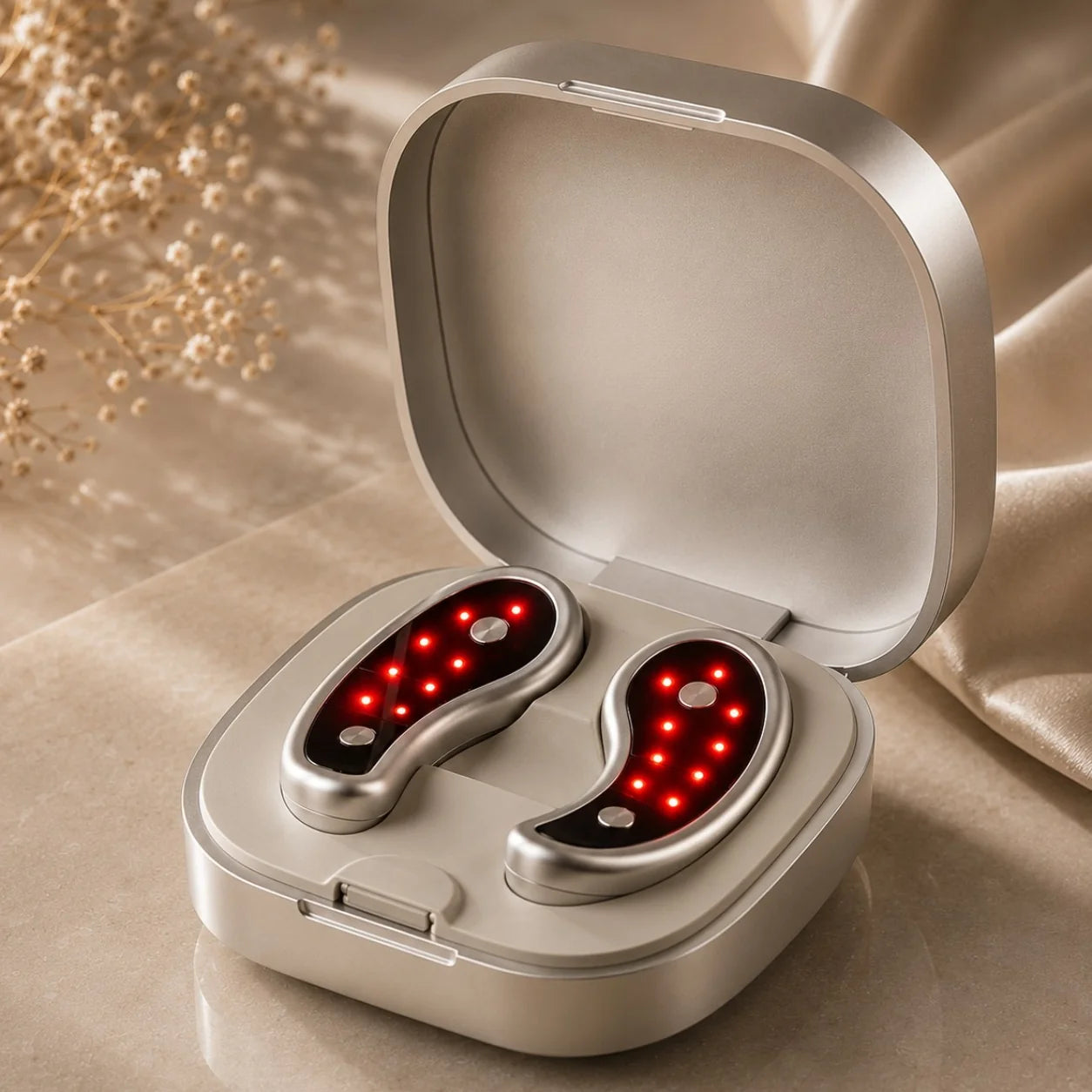 Sheskn Eye Therapy LED and EMS under eye devices in charging case