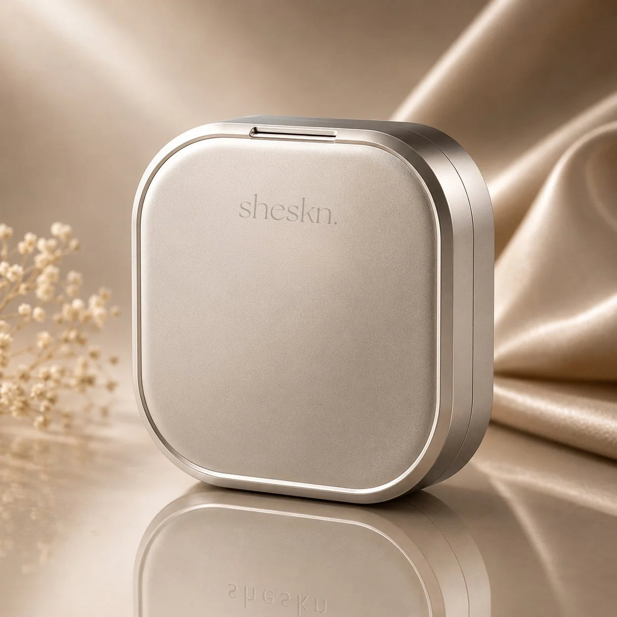 Sheskn Eye Therapy portable charging case for LED and EMS under eye device