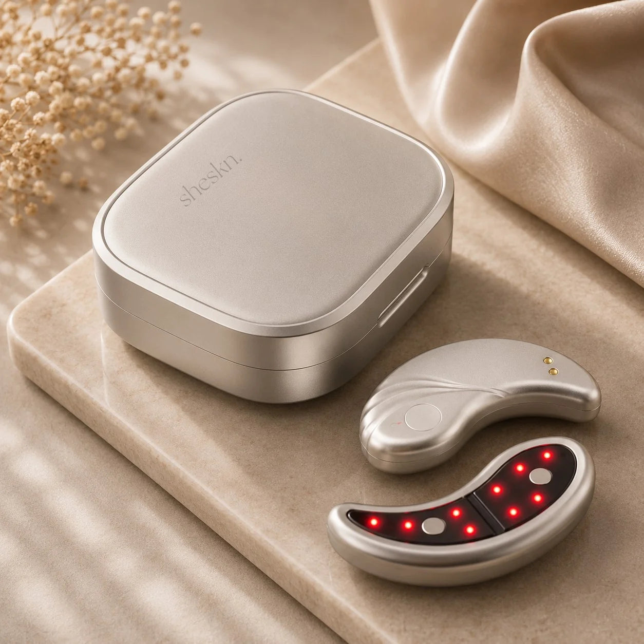 Sheskn Eye Therapy LED and EMS under eye device with portable charging case