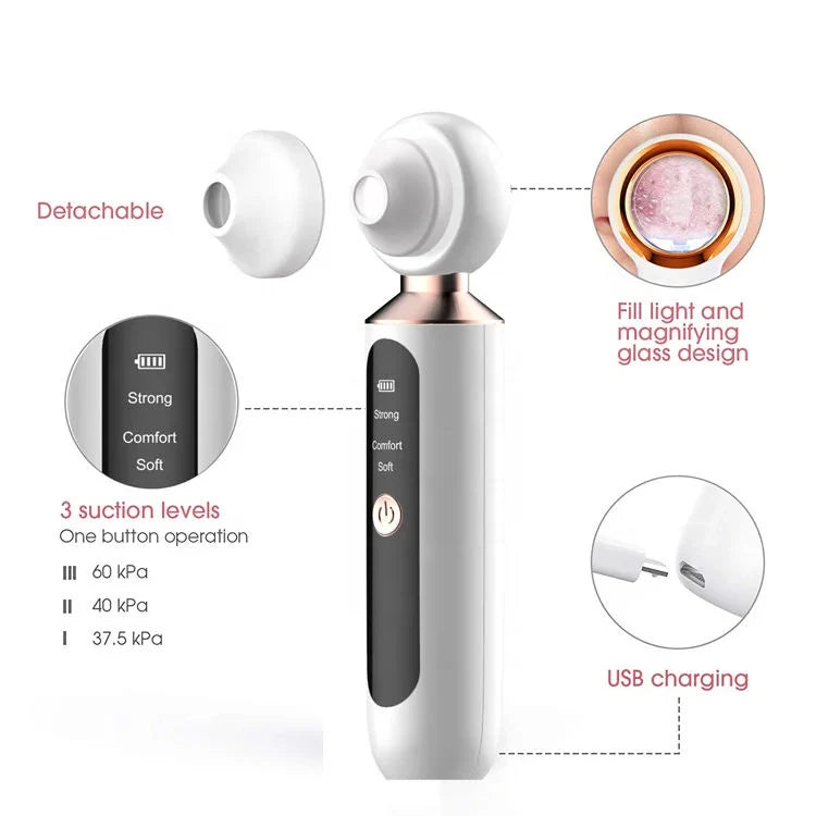 Sheskn Pore Perfect blackhead remover with three suction levels, detachable head and USB charging